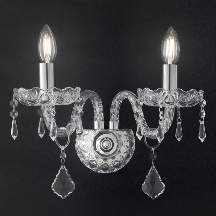 Applique 2 luci vetro cristallo finitura cromo 2XE14 non incl. INCANTO Applique 2 luci vetro cristallo finitura cromo 2XE14 non incl. INCANTO